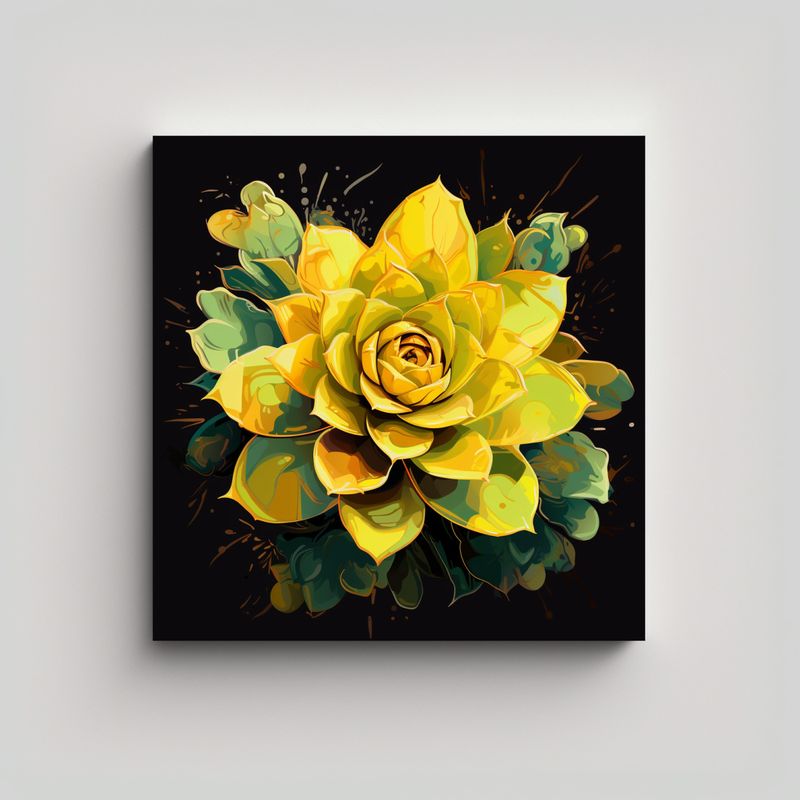 GENERICO - Pinturas Decorativas De Suculentas En Tonos 70x70 Cm