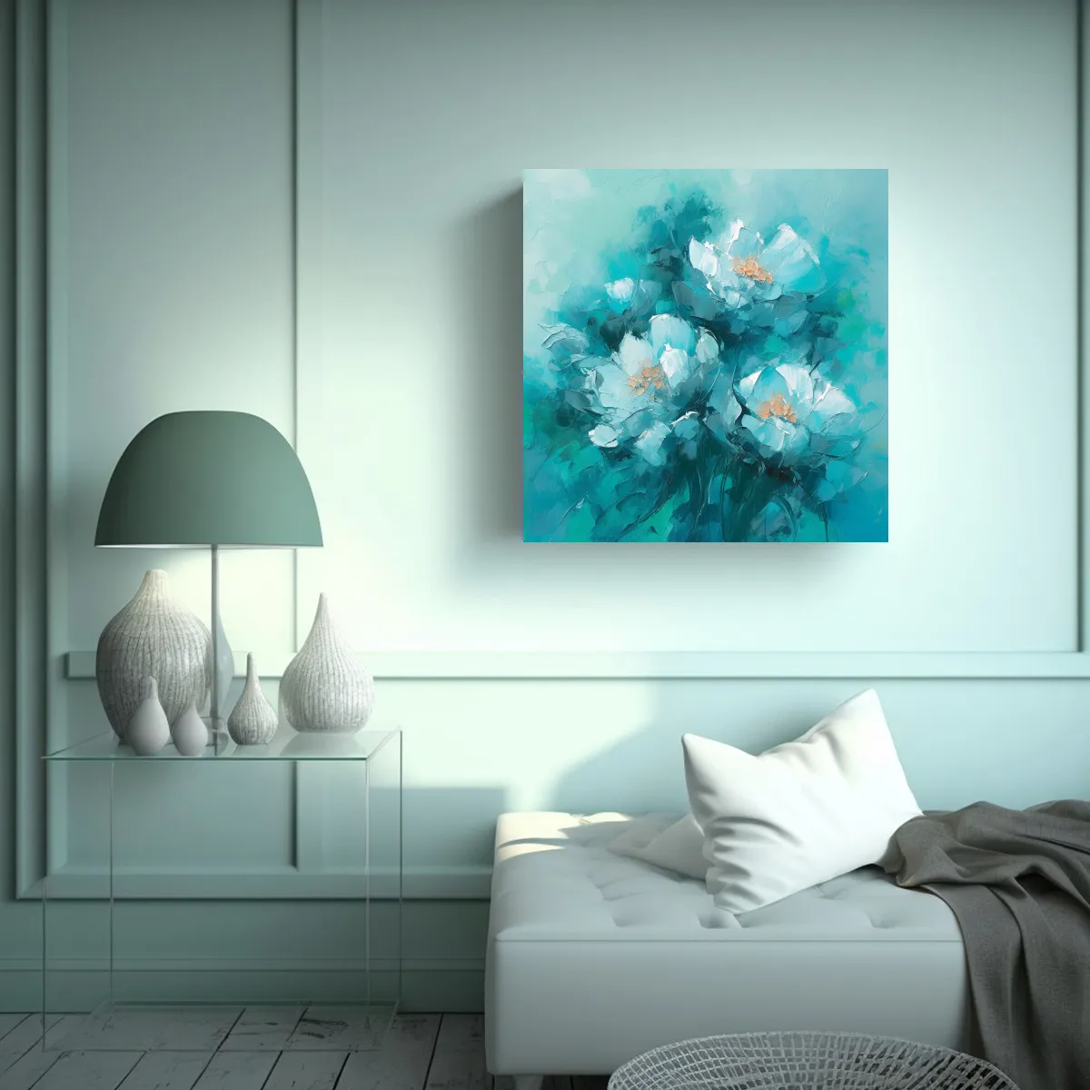 GENERICO - Pintura De Flores En Lienzo En El Estilo De 50x50 Cm