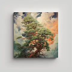 GENERICO - Pintura Abstracta De Un árbol De Cedro Estilo 90x90 Cm