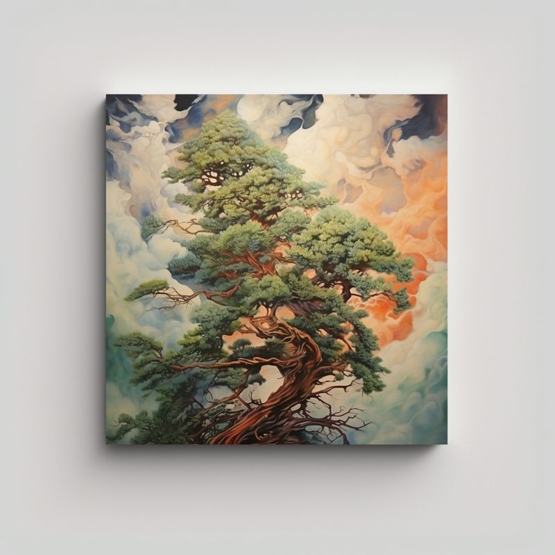 GENERICO - Pintura Abstracta De Un árbol De Cedro Estilo 80x80 Cm