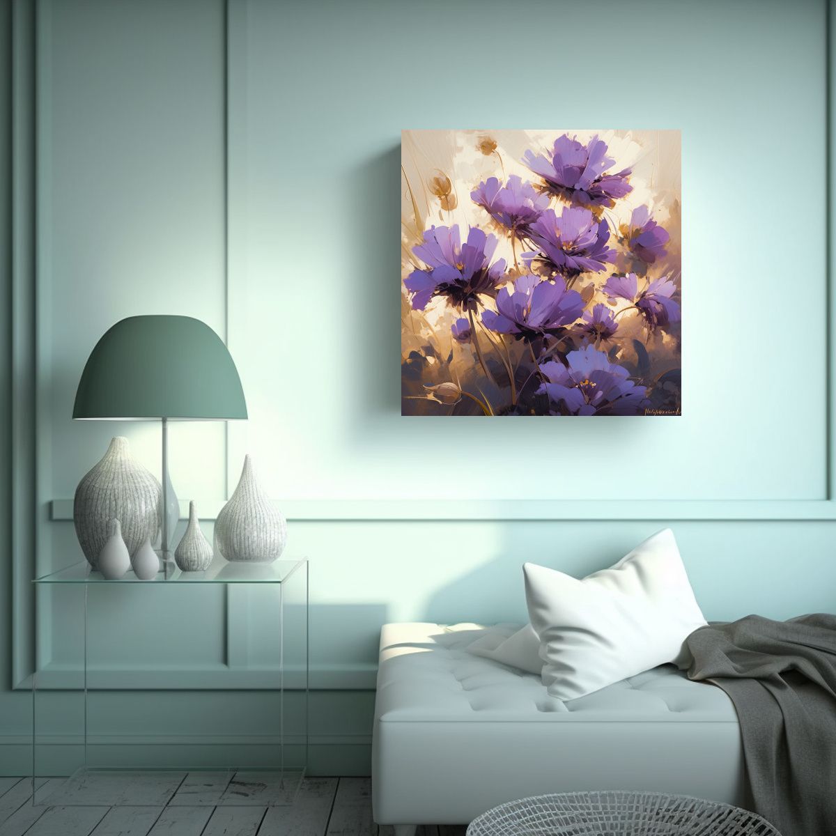 GENERICO - Cuadro Impresionante De Flores Púrpuras Y 70x70 Cm