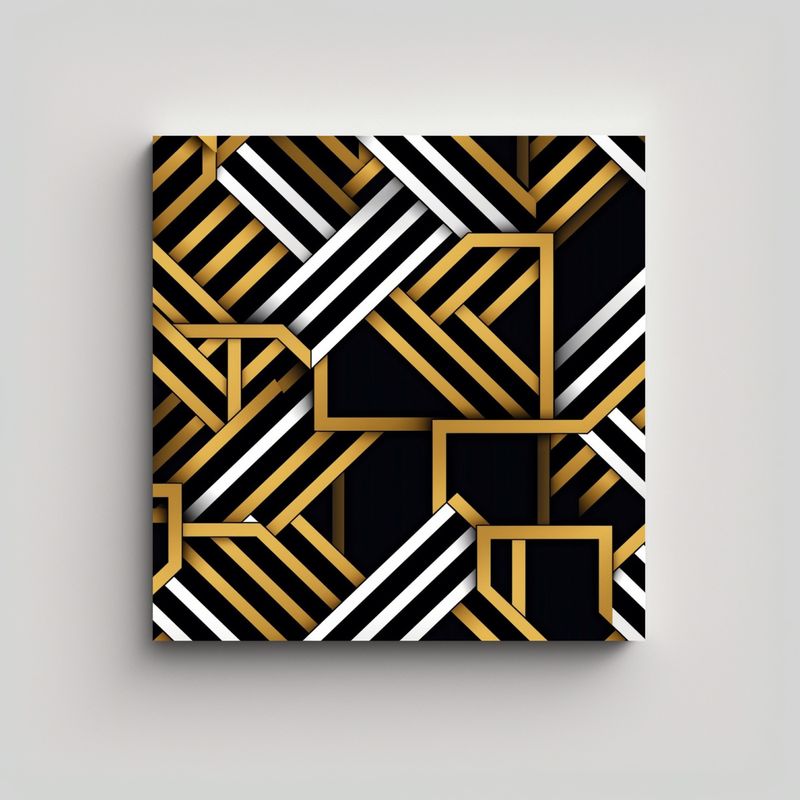 GENERICO - Diseño Geométrico Elegante En Oro Blanco Y 90x90 Cm