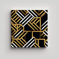 GENERICO - Diseño Geométrico Elegante En Oro Blanco Y 90x90 Cm