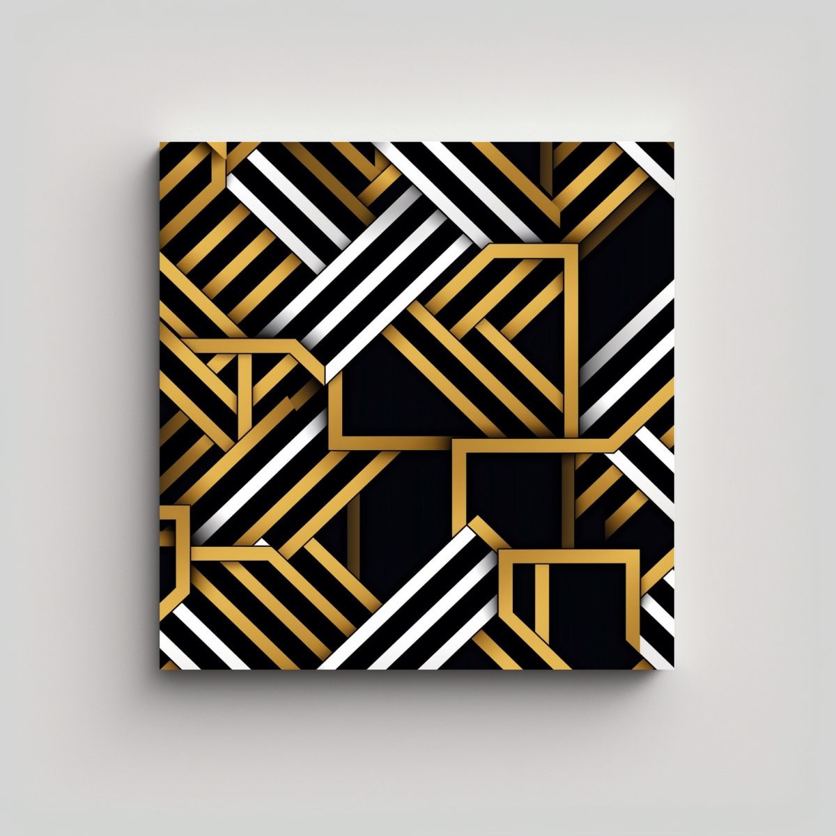 GENERICO - Diseño Geométrico Elegante En Oro Blanco Y 80x80 Cm