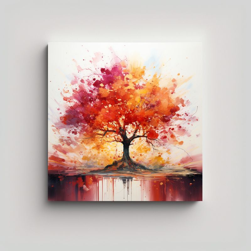 GENERICO - Pintura Abstracta Adorable De Un árbol Tropical 80x80 Cm