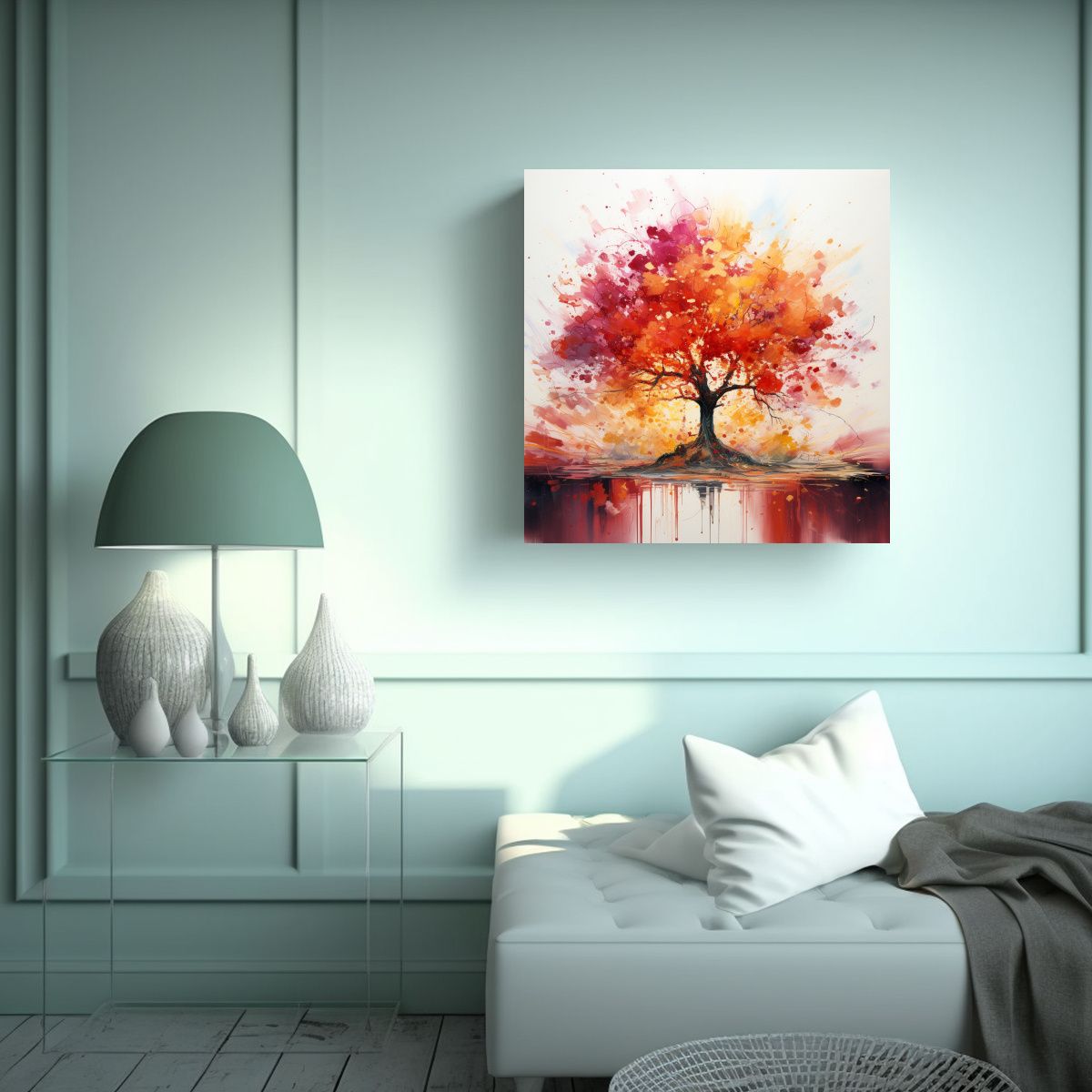 GENERICO - Pintura Abstracta Adorable De Un árbol Tropical 60x60 Cm