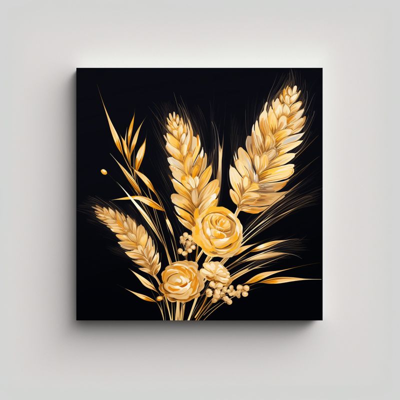 GENERICO - Pintura De Grano De Cebada En Tonos Dorados Con 80x80 Cm