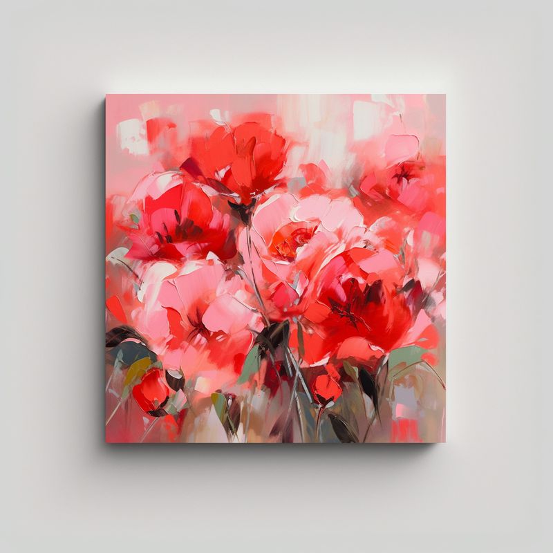 GENERICO - Cuadro Arte Gráfico Expresión En Rojo Y Rosa 80x80 Cm