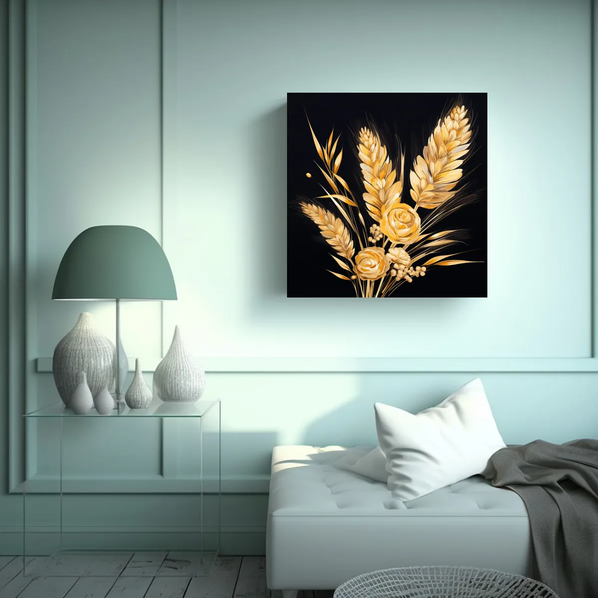 GENERICO - Pintura De Grano De Cebada En Tonos Dorados Con 60x60 Cm