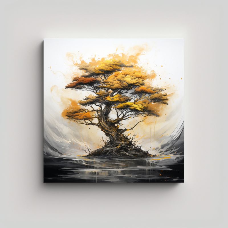 GENERICO - Pintura Abstracta De Un árbol De Cedro En 90x90 Cm