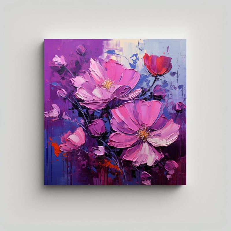 GENERICO - Pintura En Lienzo Floral Creativa En Colores 70x70 Cm
