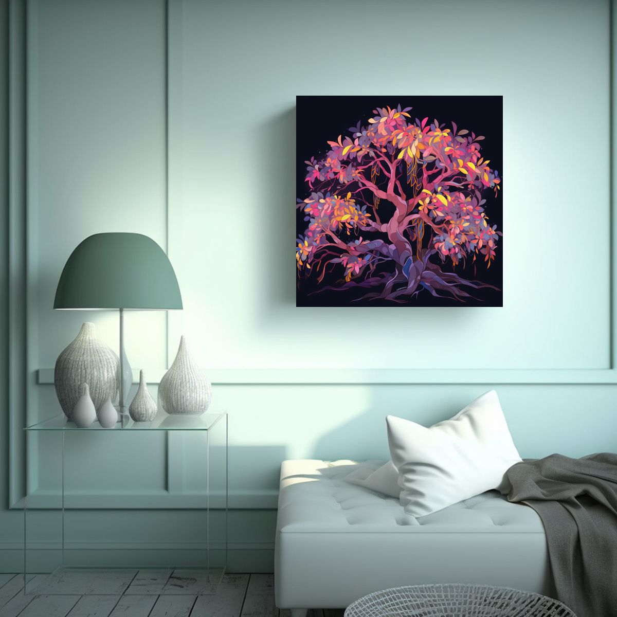 GENERICO - Lienzo De Tela Cuadro Impresionante Banyan Tree 50x50 Cm