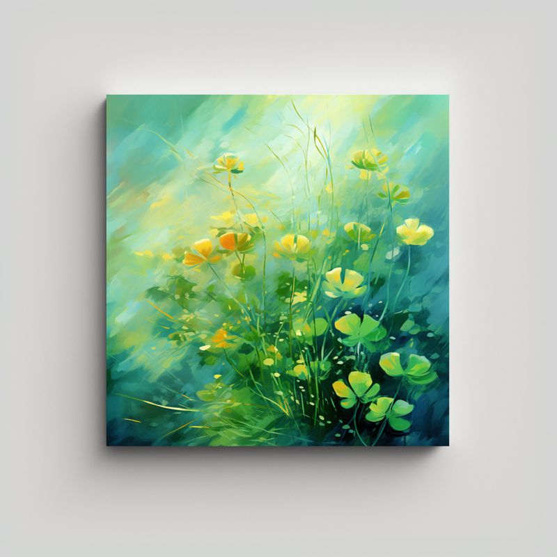 GENERICO - Pintura Abstracta De Trébol De Hierbas Con 90x90 Cm