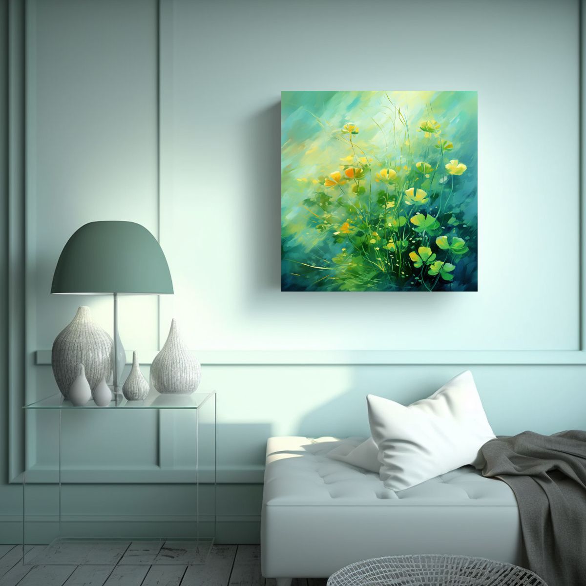 GENERICO - Pintura Abstracta De Trébol De Hierbas Con 80x80 Cm