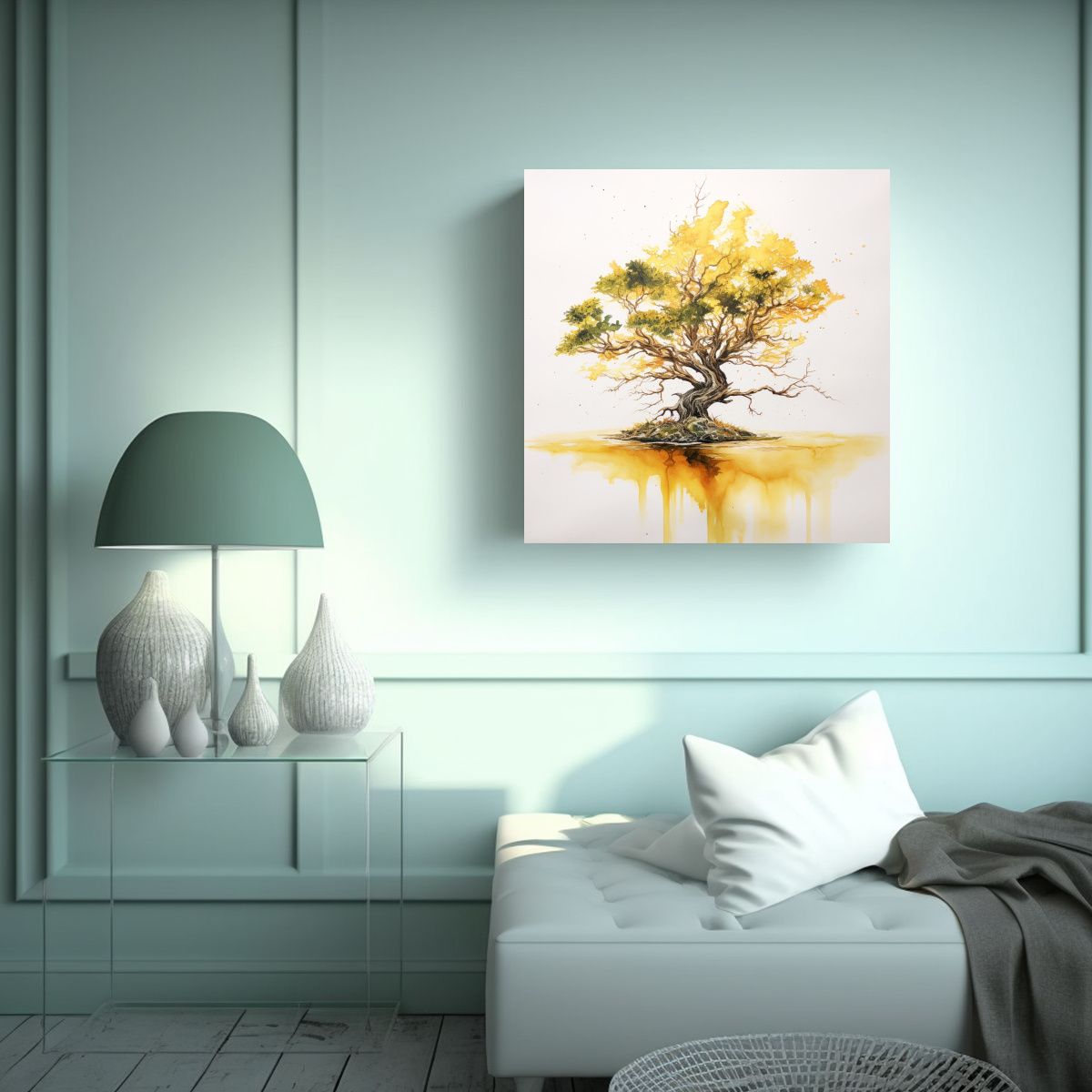 GENERICO - Pintura Abstracta Armonía De Colores A Mangrove 50x50 Cm