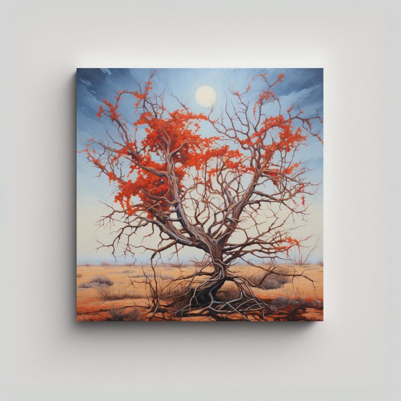 GENERICO - Cuadro Abstracto De Árbol De Ocotillo En Estilo 80x80 Cm