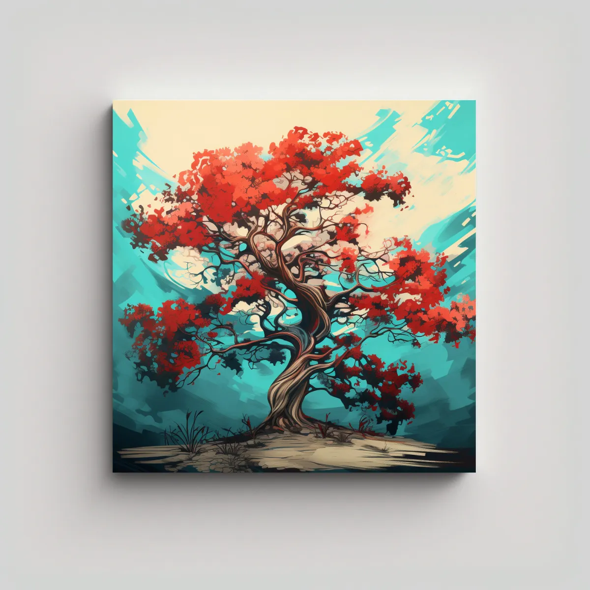 GENERICO - Pintura Decorativa Armonía Cromática En Rojo Y 70x70 Cm