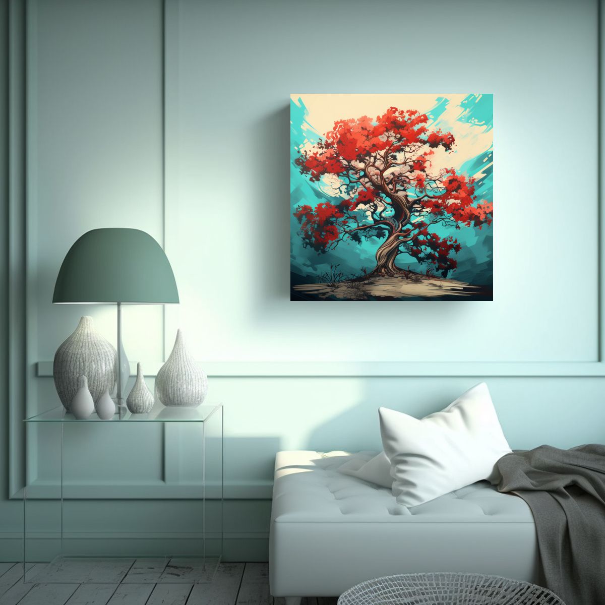 GENERICO - Pintura Decorativa Armonía Cromática En Rojo Y 70x70 Cm
