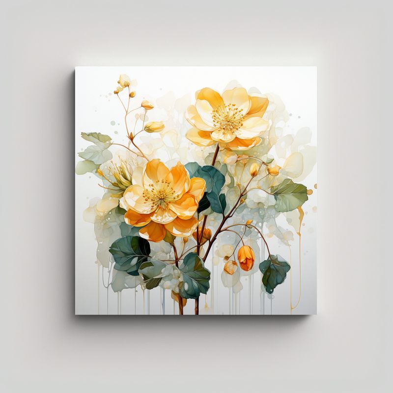GENERICO - Pintura Abstracta De Flores De Tilo Blanco Y 50x50 Cm