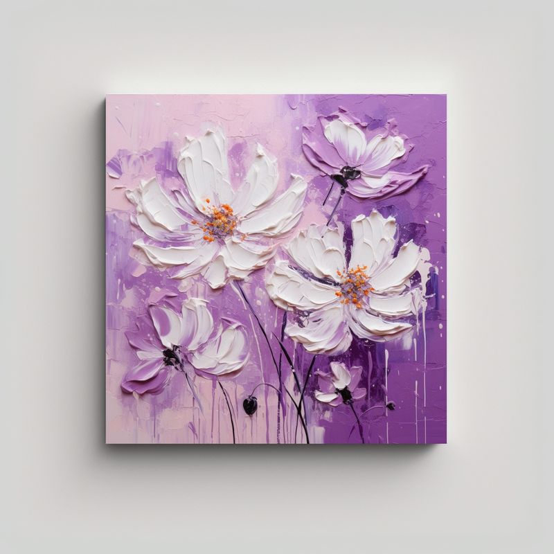 GENERICO - Cuadro Conceptual Mágico De Flores Moradas Y 50x50 Cm