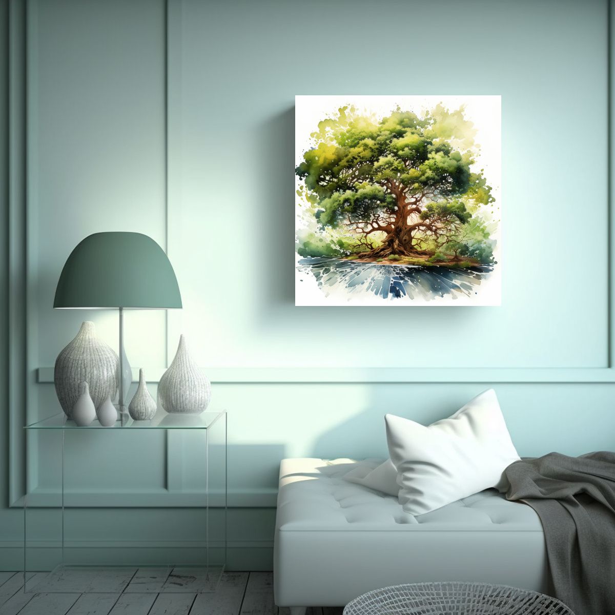 GENERICO - Cuadro Abstracto Multicolor De Un Roble En 90x90 Cm