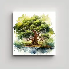GENERICO - Cuadro Abstracto Multicolor De Un Roble En 60x60 Cm