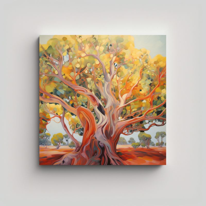 GENERICO - Cuadro Inspirador Árbol De Eucalipto Pintura 80x80 Cm