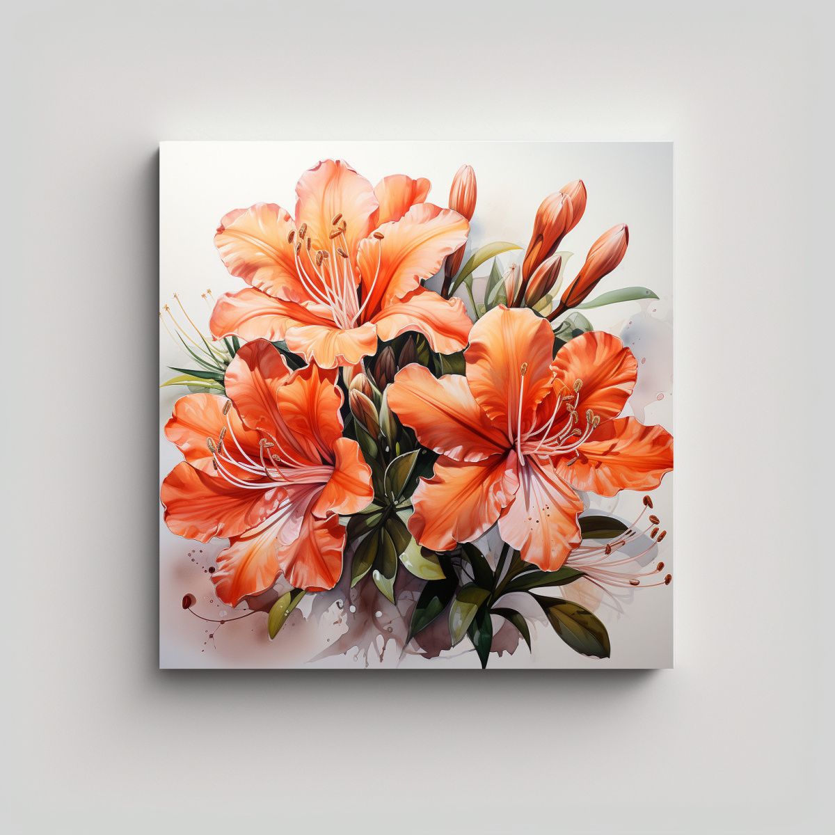 GENERICO - Pintura Abstracta De Flores Rododendros Color 90x90 Cm