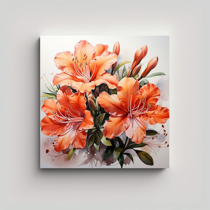GENERICO - Pintura Abstracta De Flores Rododendros Color 90x90 Cm