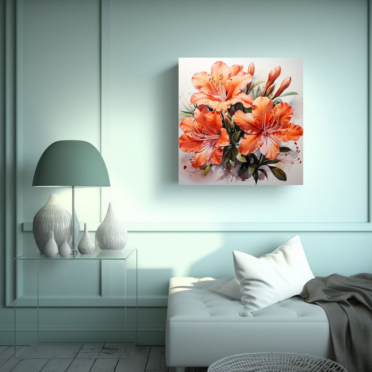 GENERICO - Pintura Abstracta De Flores Rododendros Color 90x90 Cm
