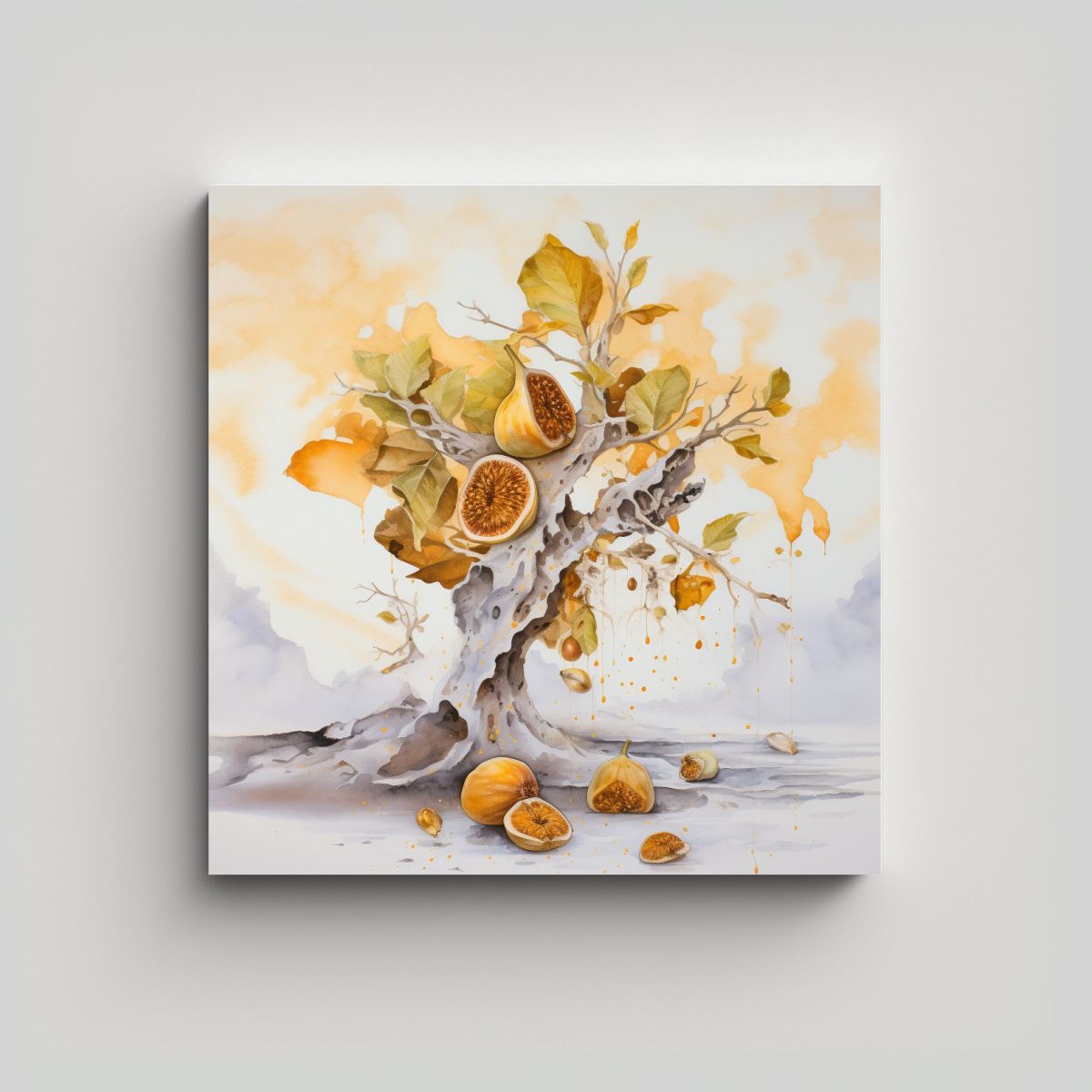 GENERICO - Pintura Abstracta De árbol De Higo Blanco Y 60x60 Cm