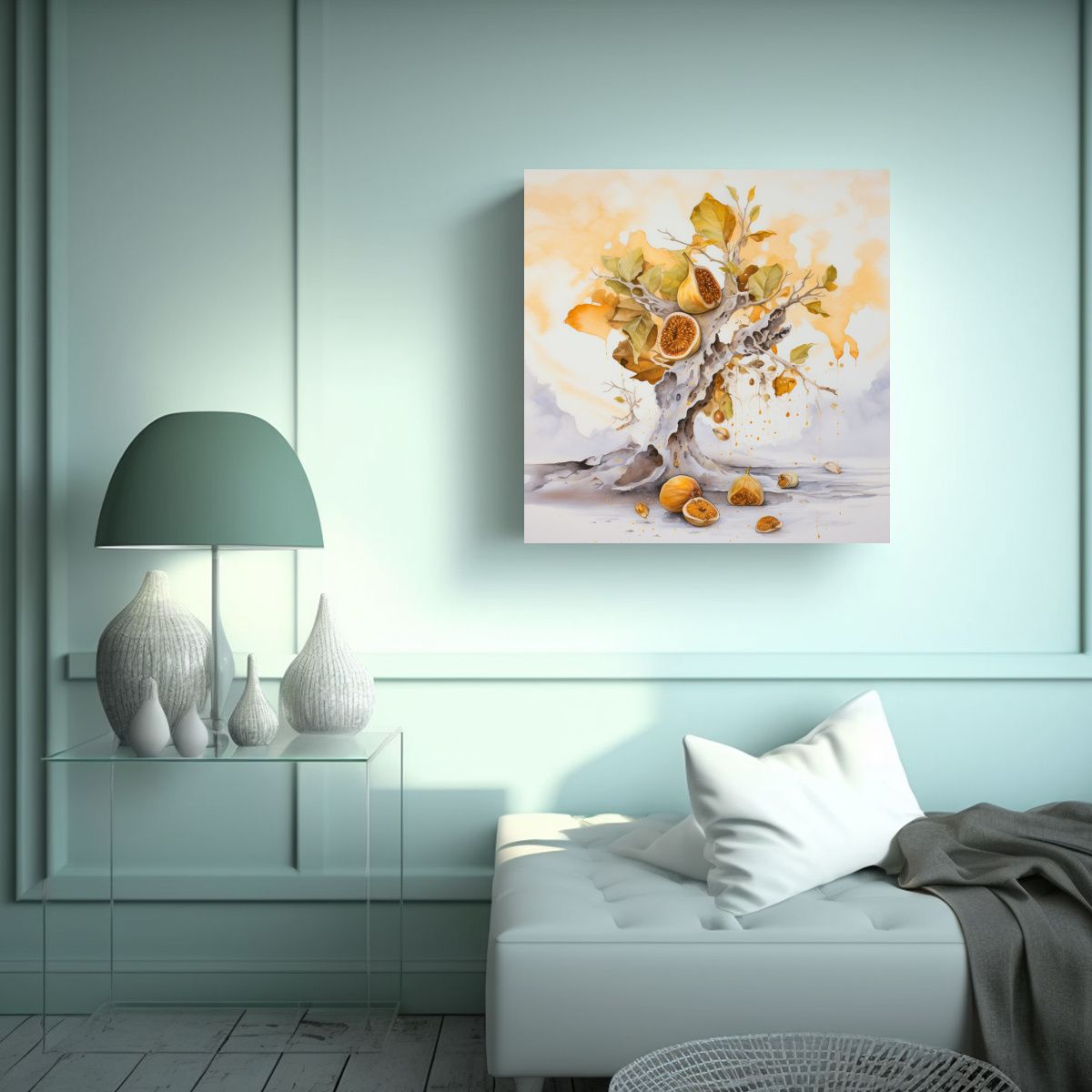 GENERICO - Pintura Abstracta De árbol De Higo Blanco Y 60x60 Cm