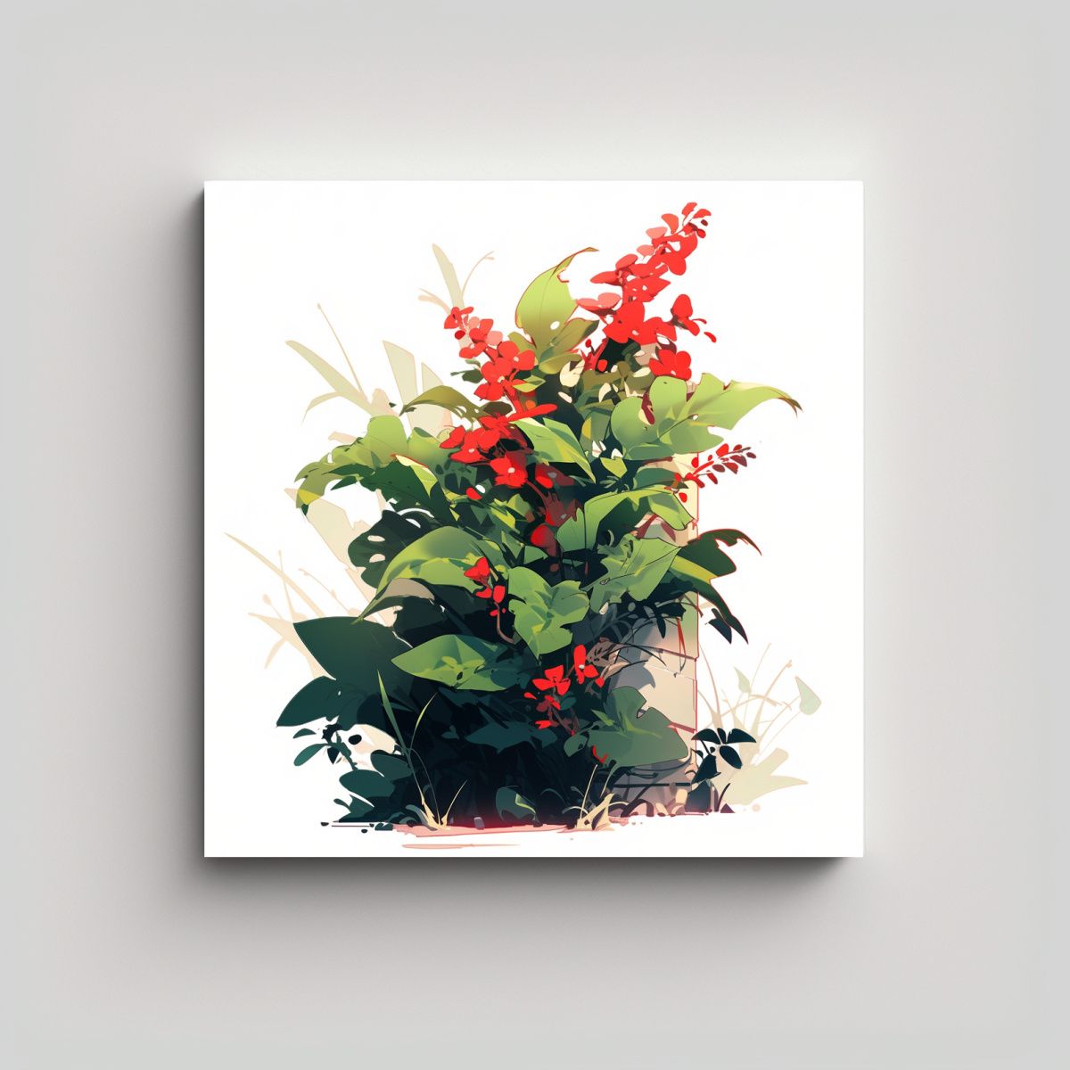 GENERICO - Composición Dinámica De Colores Verde Y Rojo 90x90 Cm