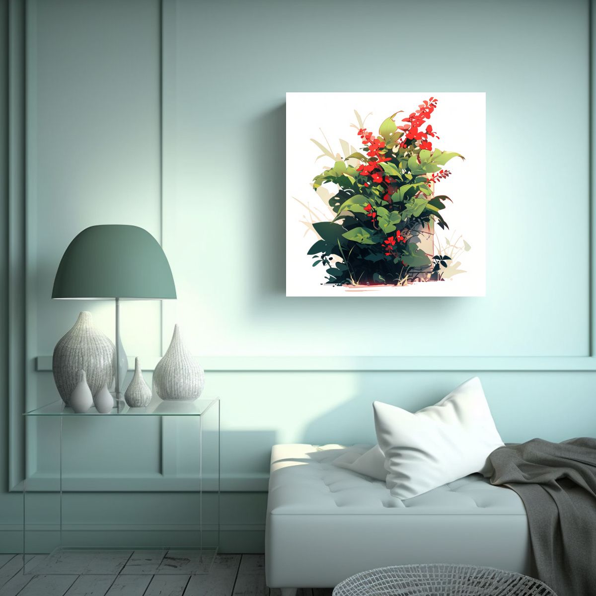 GENERICO - Composición Dinámica De Colores Verde Y Rojo 90x90 Cm