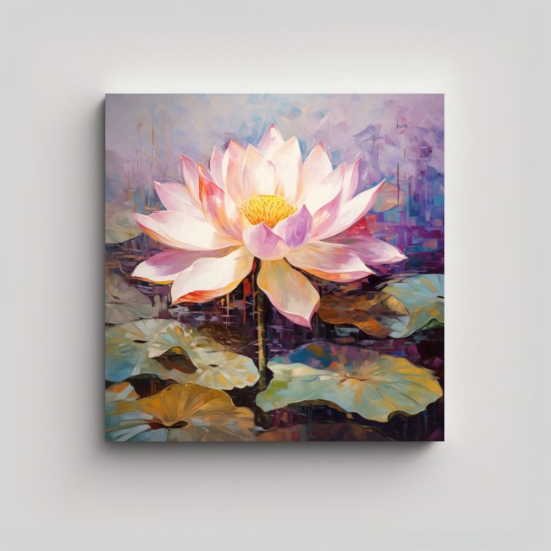 GENERICO - Pintura Abstracta De Flores De Loto En Estilo De 80x80 Cm