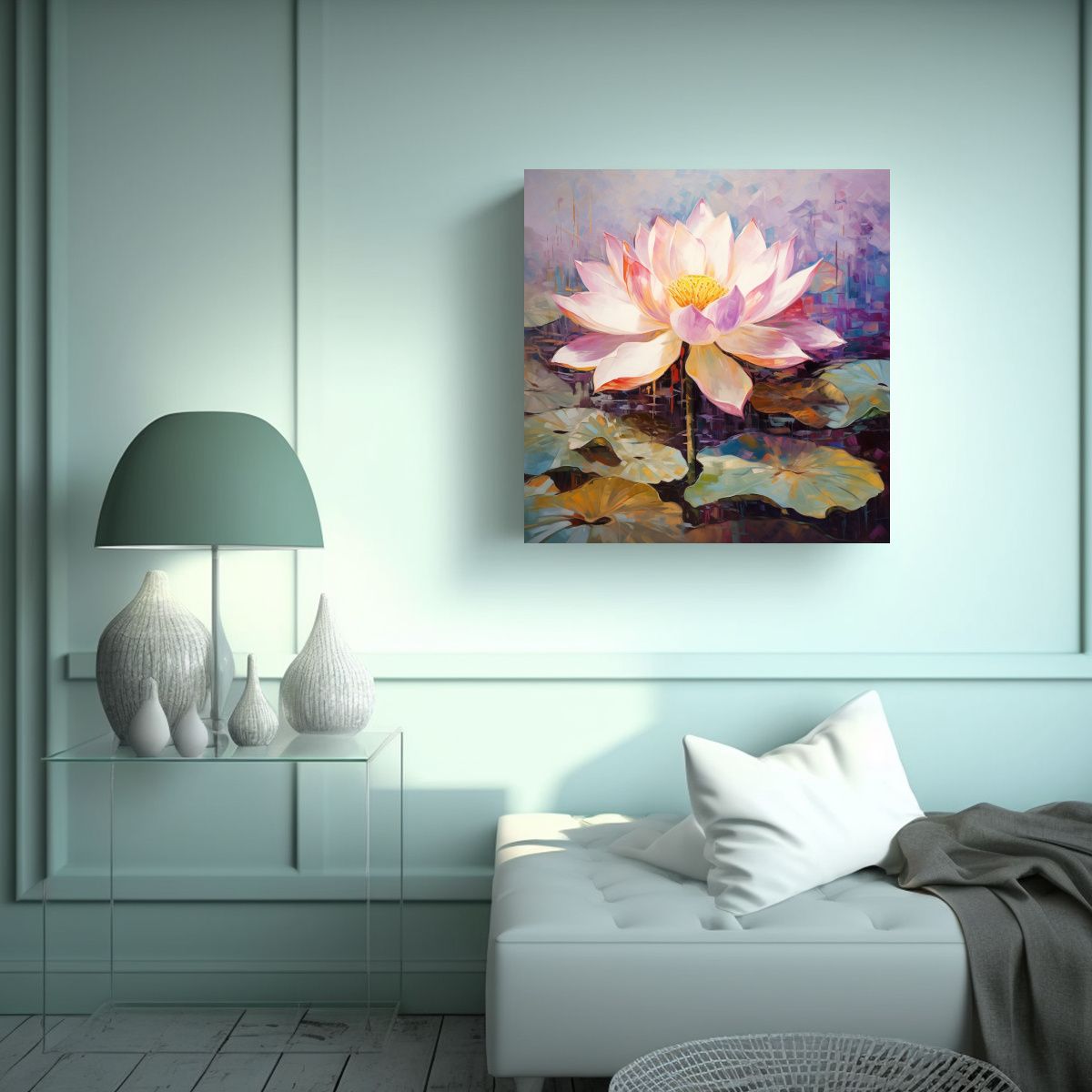 GENERICO - Pintura Abstracta De Flores De Loto En Estilo De 70x70 Cm