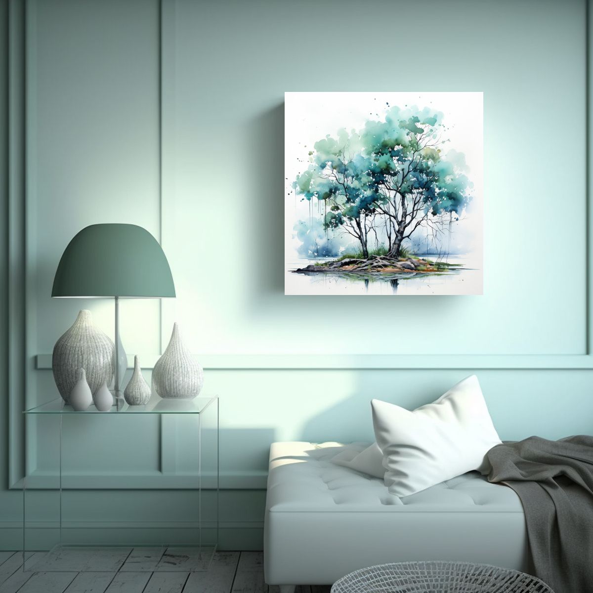 GENERICO - Cuadro Abstracto Impreso Lienzo Temática árbol 70x70 Cm