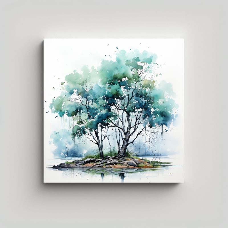 GENERICO - Cuadro Abstracto Impreso Lienzo Temática árbol 50x50 Cm