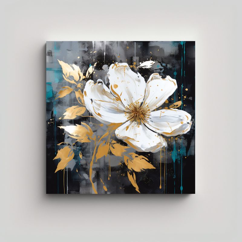 GENERICO - Láminas Comedor Blanco Y Dorado Ambiente 80x80 Cm