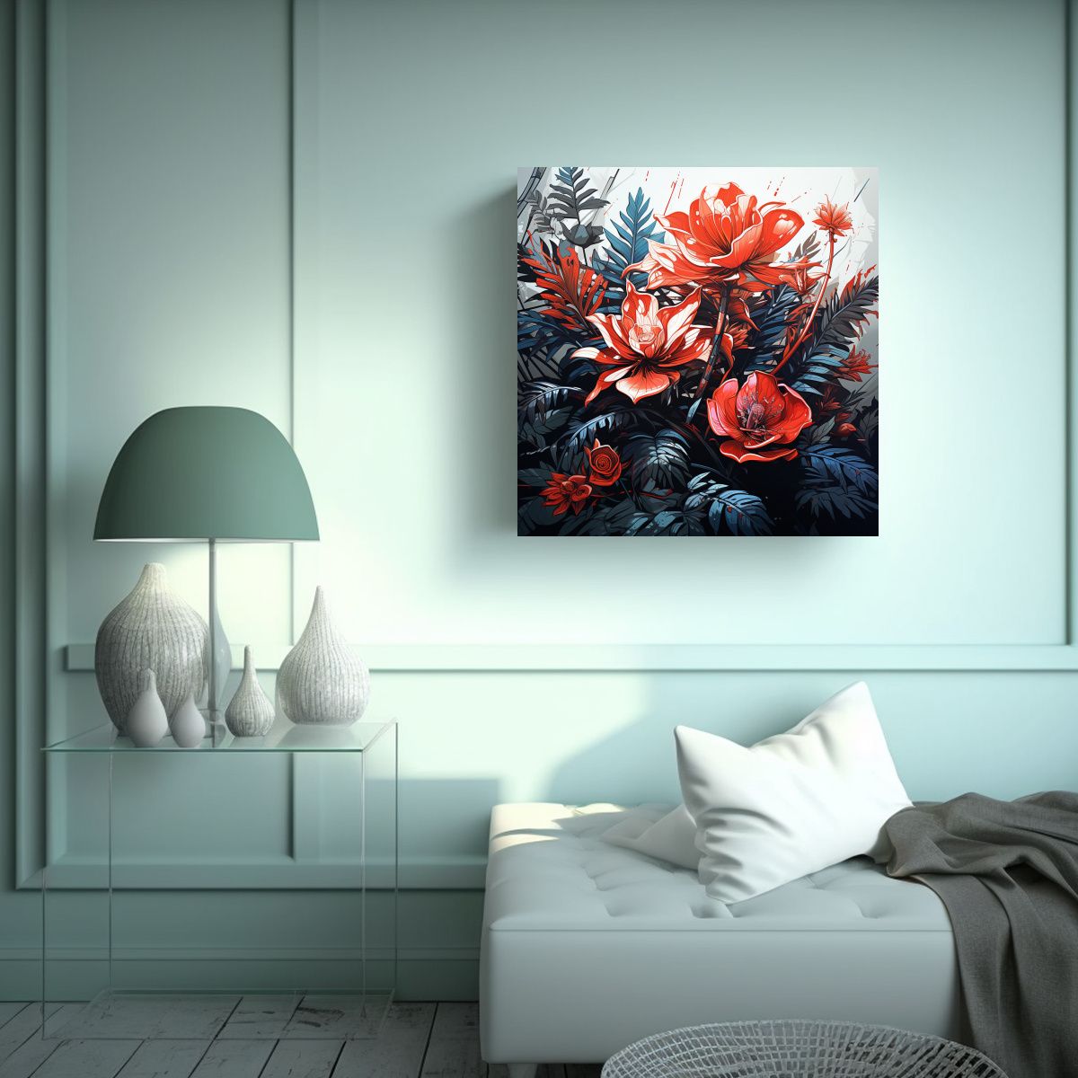 GENERICO - Pinturas Decorativas Duraderas De Helechos En 50x50 Cm