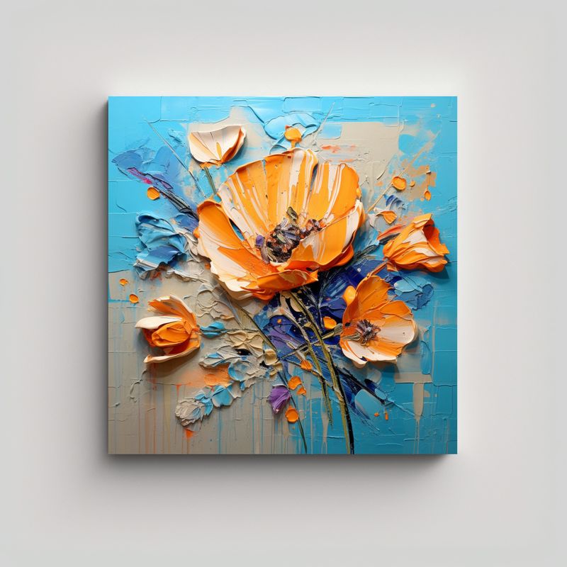 GENERICO - Lienzo Moderno Comedor Con Pintura De Flores 60x60 Cm