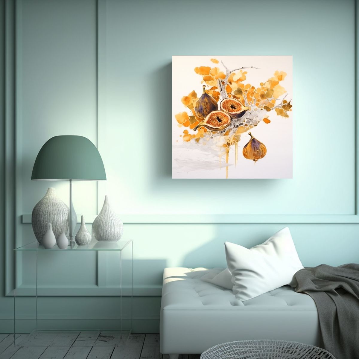 GENERICO - Pintura Abstracta De Colores Blanco Y Dorado De 50x50 Cm