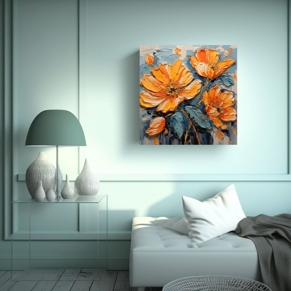 GENERICO - Cuadro De Pared Imagen Espacio Con Flores En 80x80 Cm