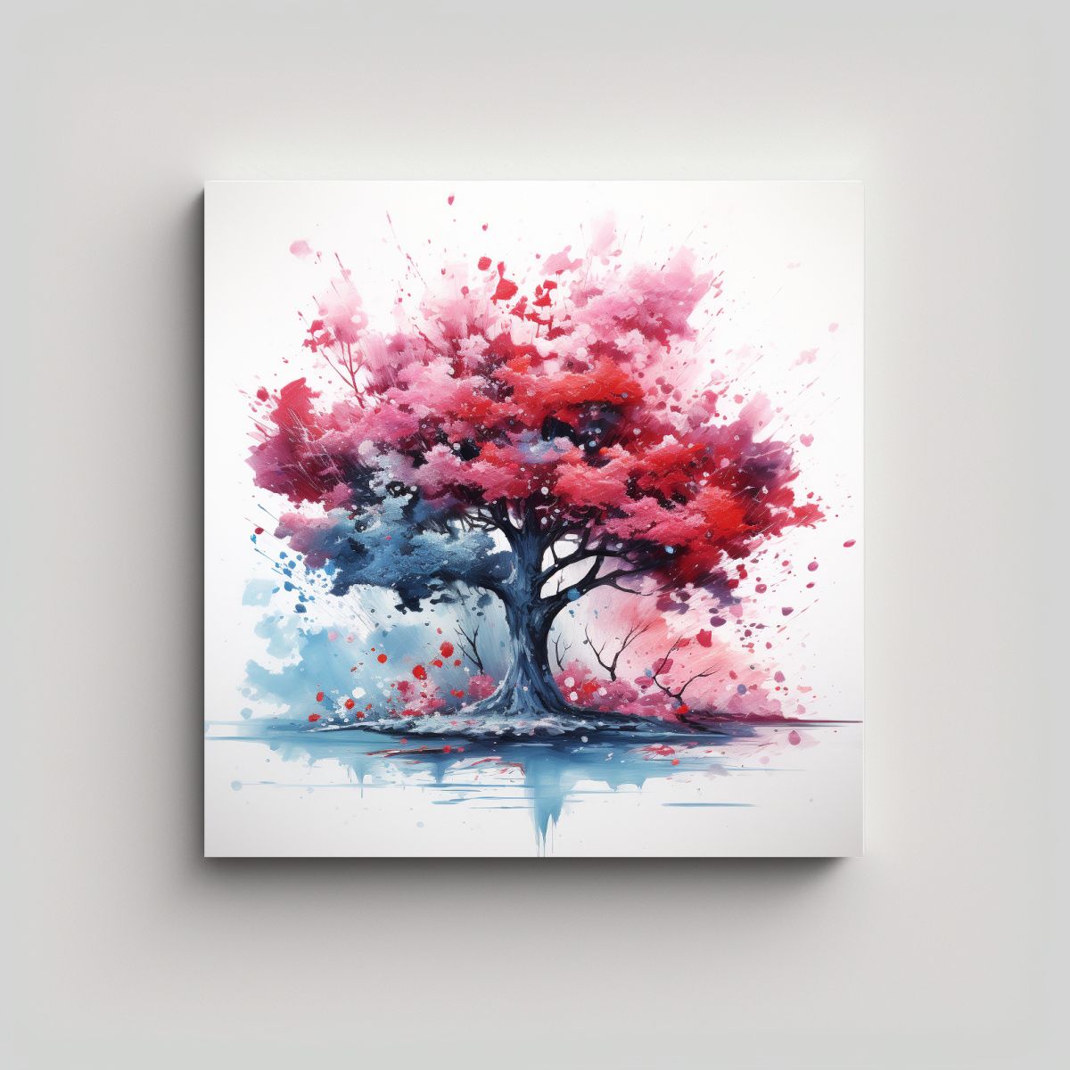 GENERICO - Pintura Abstracta De Colores Rojo Y Azul De Un 50x50 Cm