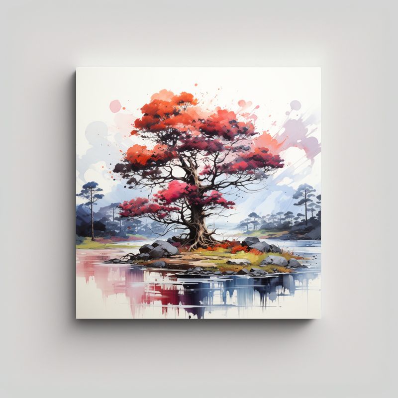 GENERICO - Pintura Abstracta De árbol De Pino Escocés En 60x60 Cm