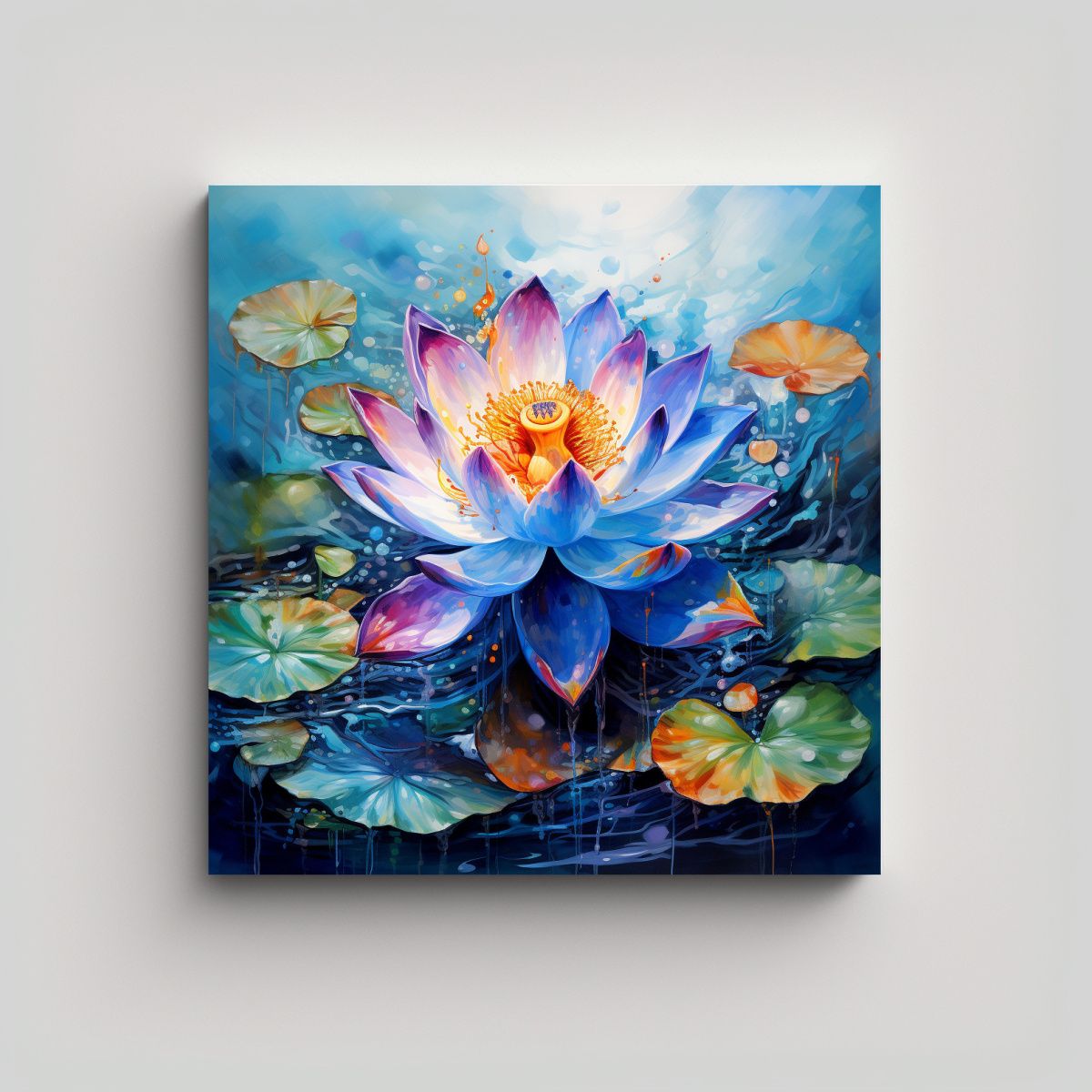 GENERICO - Pintura Abstracta De Flores De Loto En Tela En 50x50 Cm