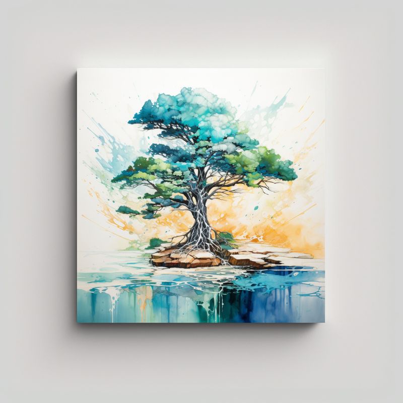 GENERICO - Cuadro Abstracción Mágica Árbol Ciprés 90x90 Cm