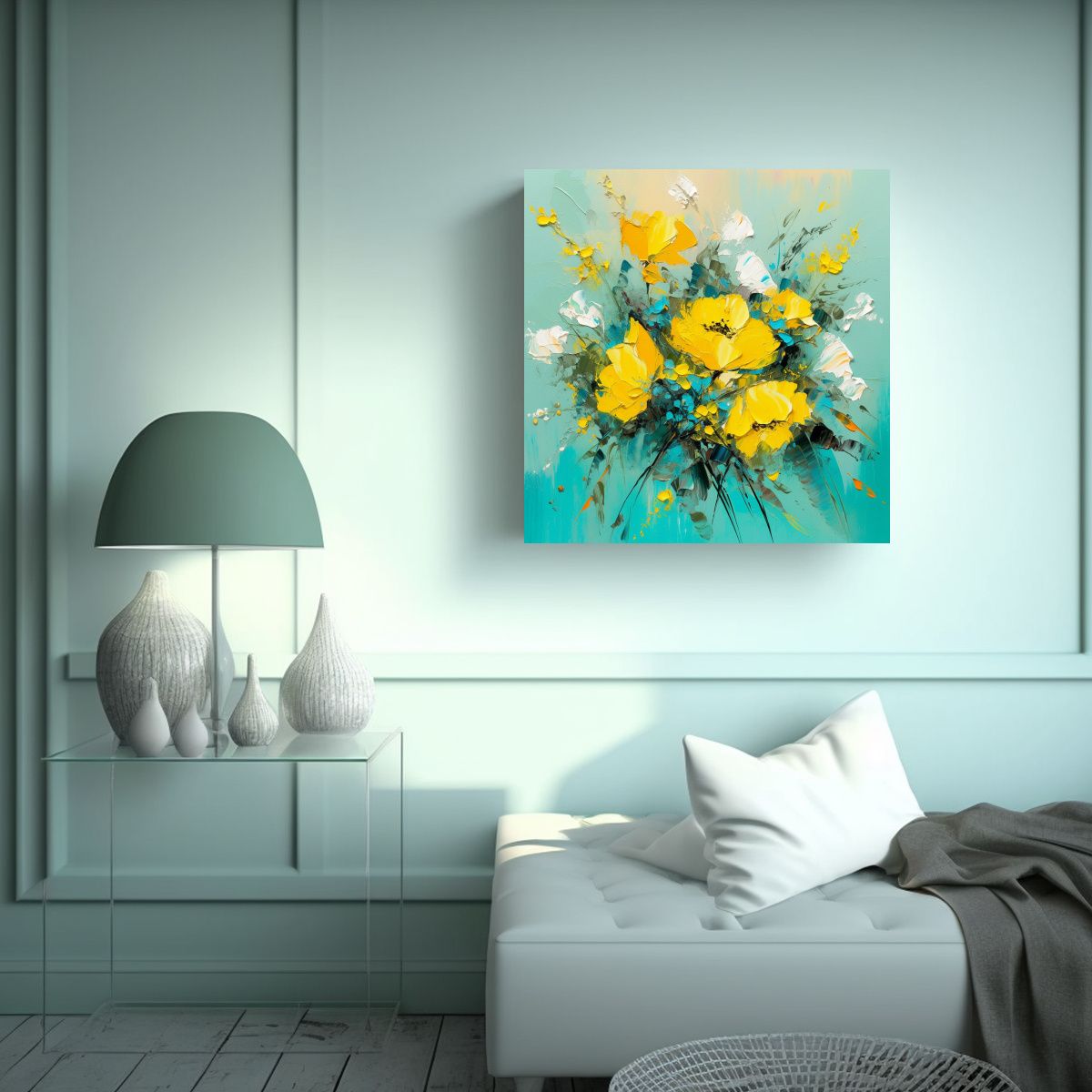 GENERICO - Cuadro Espectacular De Flores Amarillas Y 80x80 Cm