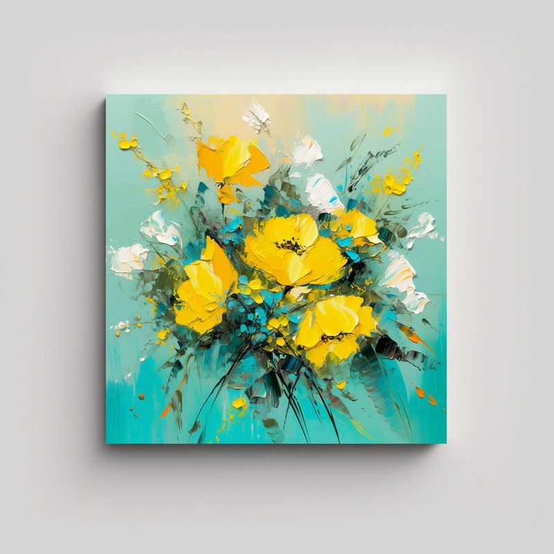 GENERICO - Cuadro Espectacular De Flores Amarillas Y 70x70 Cm