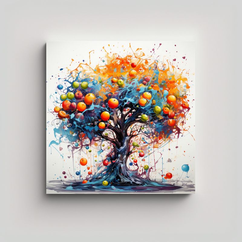 GENERICO - Pintura Abstracta De árbol Frutal En Colores 50x50 Cm